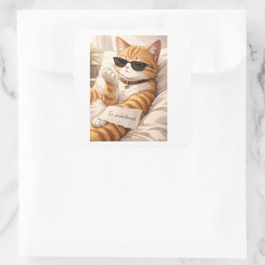 StickerFAFO – So Unbothered Cat スクエアシール (バッグ)