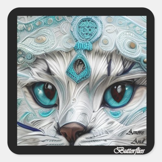 #Stickersハットモデル、猫の目1/3 スクエアシール (正面)
