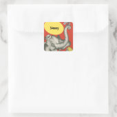 STICKERSヴィンテージかわいい象の正方形の名前タグ付け スクエアシール (バッグ)