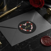 Stickers Block Rose Heart Wedding Initial ラウンドシール