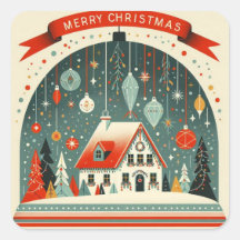 Stickers carrés de Noël