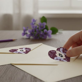 Stickers "Cœur de Violettes" – Autocollant Floral ハートシール