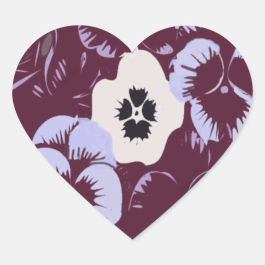 Stickers Cœur de Violettes Autocollant Floral ハートシール (正面)