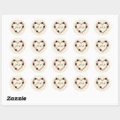 Stickers Coeur Rose Crème ラウンドシール (シート)