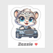 Stickers Cute Kawaii Snow Leopard Big Cat Driving  シール (シート)