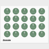 Stickers Floral Cross Christening Fern Green ラウンドシール (シート)