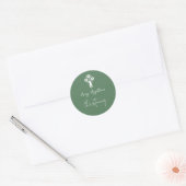Stickers Floral Cross Christening Fern Green ラウンドシール (封筒)