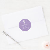 Stickers Floral Cross Christening Lilac ラウンドシール (封筒)