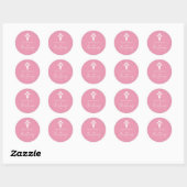 Stickers Floral Cross Christening Rose Pink ラウンドシール (シート)