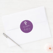 Stickers Floral Cross Christening Sweet Plum ラウンドシール (封筒)