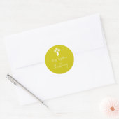 Stickers Floral Cross Christening Yellow ラウンドシール (封筒)