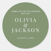 Stickers For Wedding Candy Cookies Bag Dark Green ラウンドシール (正面)