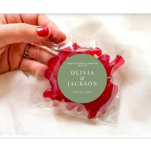 Stickers For Wedding Candy Cookies Bag Dark Green ラウンドシール