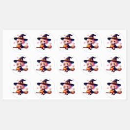 Stickers Halloween Sorcière Kawaii – Cute Witch on ラベル