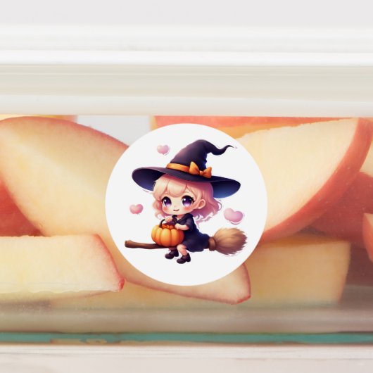 Stickers Halloween Sorcière Kawaii – Cute Witch on ラベル (貼付)