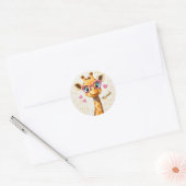 Stickers Happy Giraffe Valentine's Day Kids School ラウンドシール (封筒)