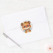 Stickers Happy Tiger Valentine's Day Kids School ラウンドシール (封筒)