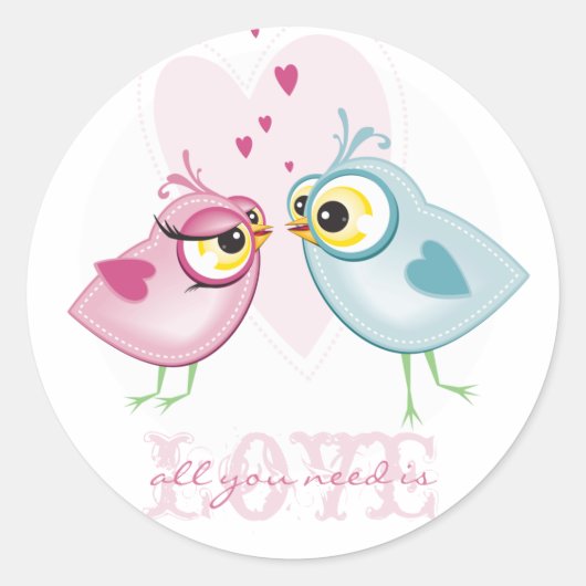 STICKERS :: love birds - LOVE... ラウンドシール (正面)