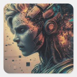 Stickers Man Robot スクエアシール