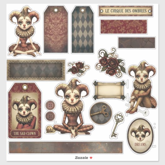 Stickers - Melancholy Harlequin シール (シート)