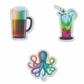 stickers neon rainbow シール (正面)