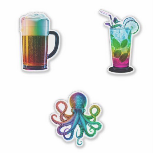 stickers neon rainbow シール (正面)