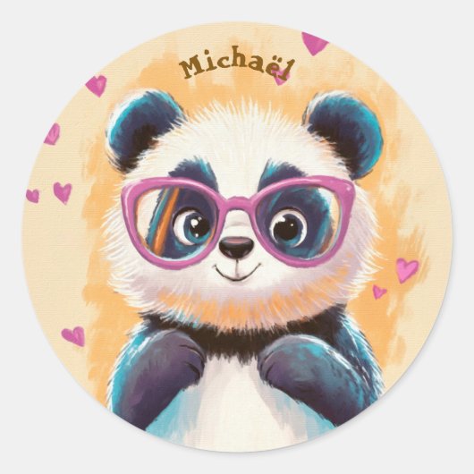 Stickers Panda Valentine's Day Kids School ラウンドシール (正面)