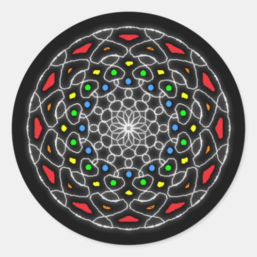 Stickers psychédélique kaléidoscope coloré ラウンドシール (正面)