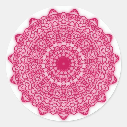 Stickers psychédélique kaléidoscope rose ラウンドシール (正面)