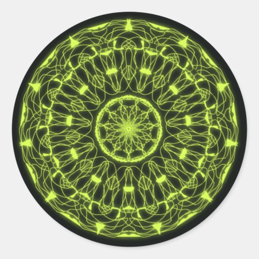 Stickers psychédélique noir et vert ラウンドシール (正面)