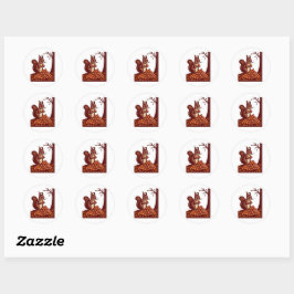 🐿️ Stickers Ronds Écureuil d'Automne Autocollants ラウンドシール
