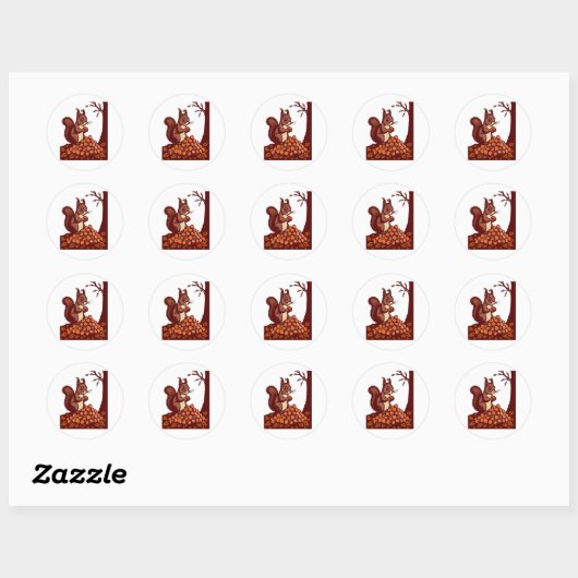 🐿️ Stickers Ronds Écureuil d'Automne Autocollants ラウンドシール (シート)