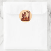 🐿️ Stickers Ronds Écureuil d'Automne Fond Pêche ラウンドシール (バッグ)