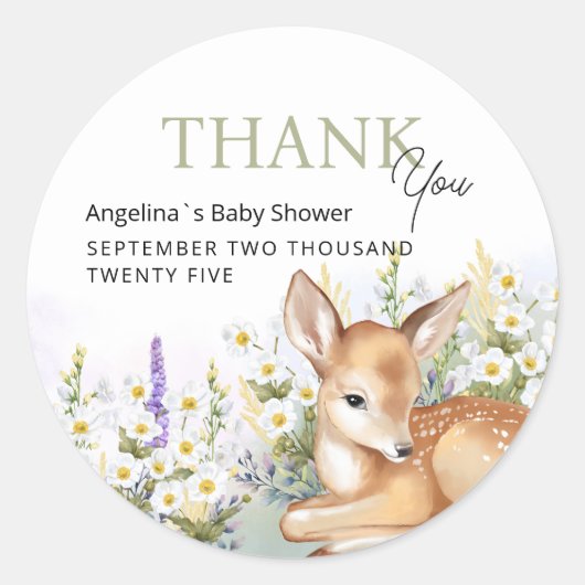  Stickers thank you for baby shower. ラウンドシール (正面)