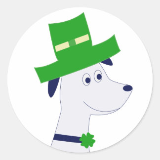 Stickers with St. Patrick's Day dog and clover ラウンドシール