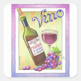 STICKERS - YOU HAVE ME AT MERLOT - Wine Art スクエアシール