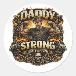 StickerStrong Dad Funny Fitness Father Sticker Vin ラウンドシール