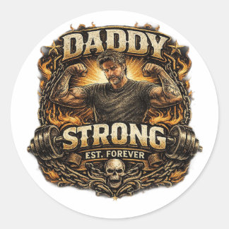 StickerStrong Dad Funny Fitness Father Sticker Vin ラウンドシール