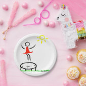 stickmanのstickwomanのstickdogのstickcat ペーパープレート (パーティー)