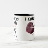 Stickman地質学者"私が粉砕が揺する" ツートーンマグカップ (中央)