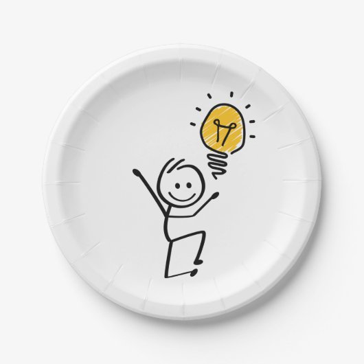 Stickman. Lamp idee, briljant, brainstorm sessie ペーパープレート (正面)