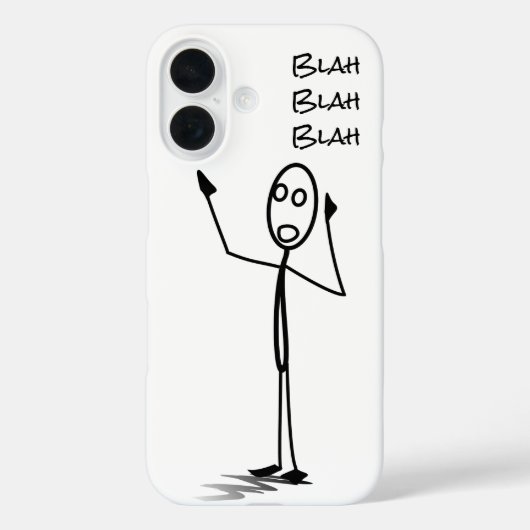 Stickman on phone funny Black and white blah blah Case-Mate iPhoneケース (裏面)