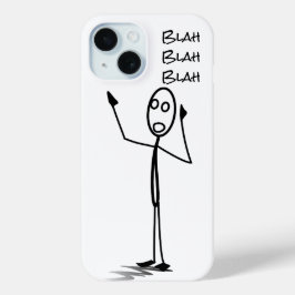 Stickman on phone funny Black and white blah blah iPhone 15ケース