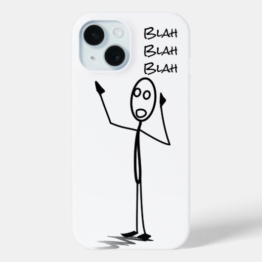 Stickman on phone funny Black and white blah blah Case-Mate iPhoneケース (裏面)