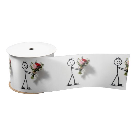 Stickman With Rose Bouquet サテンリボン (リール)