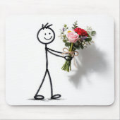 Stickman With Rose Bouquet マウスパッド (正面)