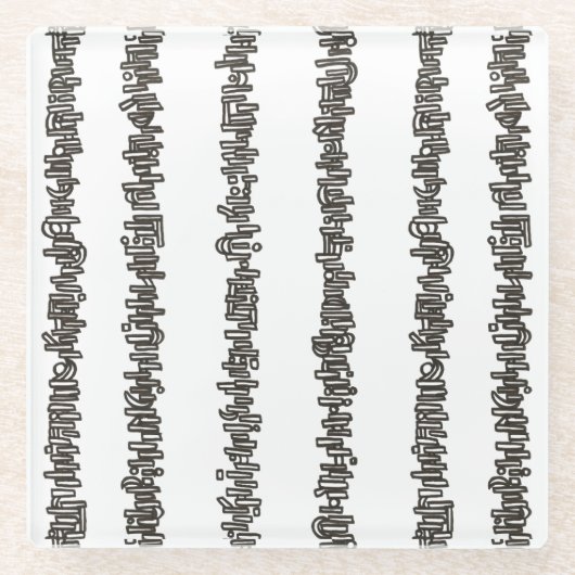 Sticks And Stones-Black And White Modern  ガラスコースター (正面)