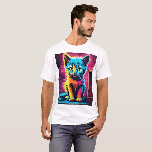 Sticky Kitty–Vibrant Cursive Graffiti Logo T-Shirt Tシャツ (正面フル)