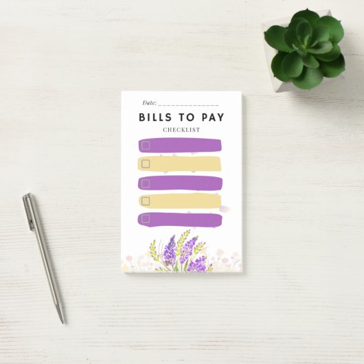 Sticky Note BILLS TO PAY Check box Purple Lavender ポストイット (オフィス)