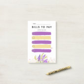 Sticky Note BILLS TO PAY Check box Purple Lavender ポストイット (デスク上)
